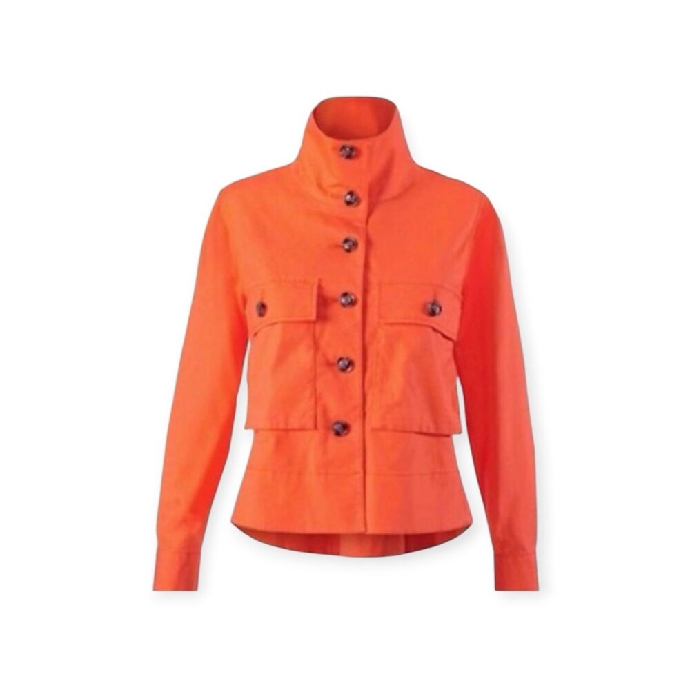 CAbi Tiger Lily Orange Resort Swing Button Front Jacket Style #5098 Size Medium